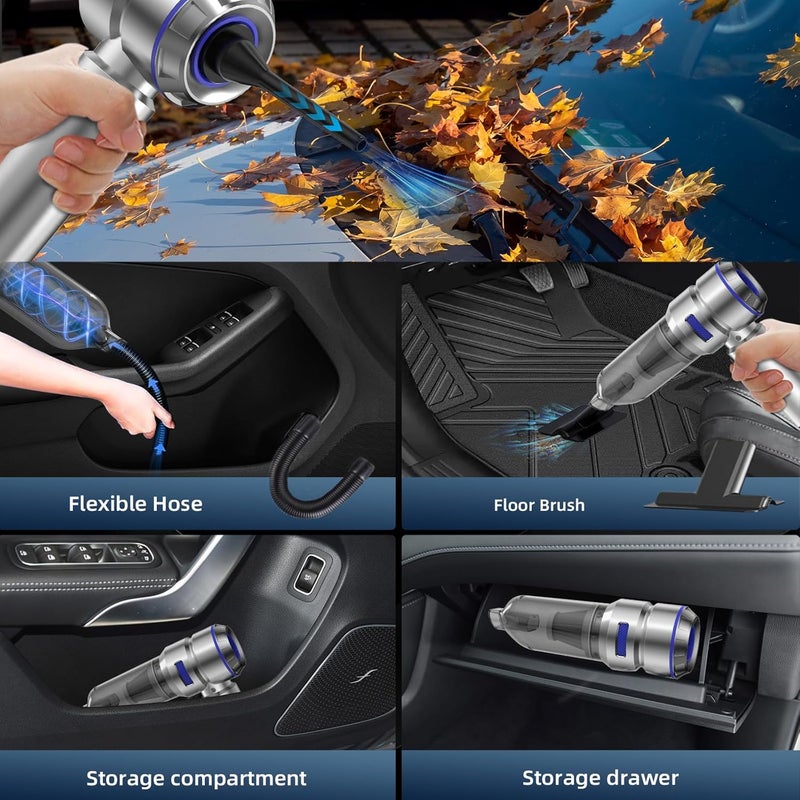 WINWEND Portable Car Vacuum - 22000PA Cars Vacuum Cleaner High Power 4 in 1 Compressed Air Duster & Air Blower & Pump Hand Held Vacuums Cordless with Brushless Motor for Car Home Office Blue - Image 4
